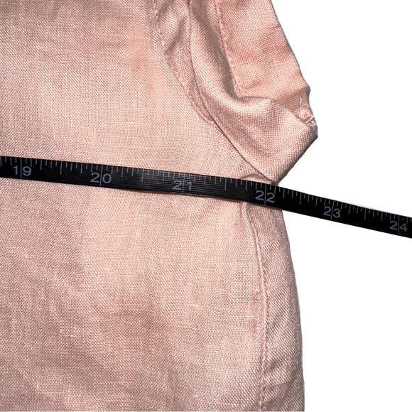 Pure Navy Linen Cap Sleeve Hi-Low Button Down Top LARGE - Picture 5 of 6